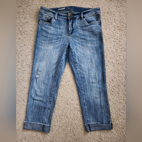 Kut From the Kloth Amy Crop Straight Leg Denim Medium Wash Mid Rise Jeans10 - Picture 2 of 7